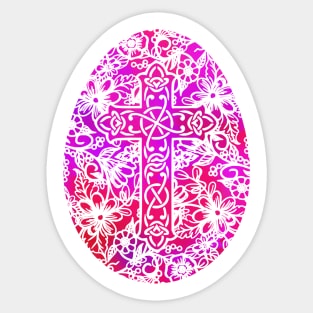 Pink, Violet and White Easter Egg Pysanky Style | Cherie's Art(c)2021 Sticker